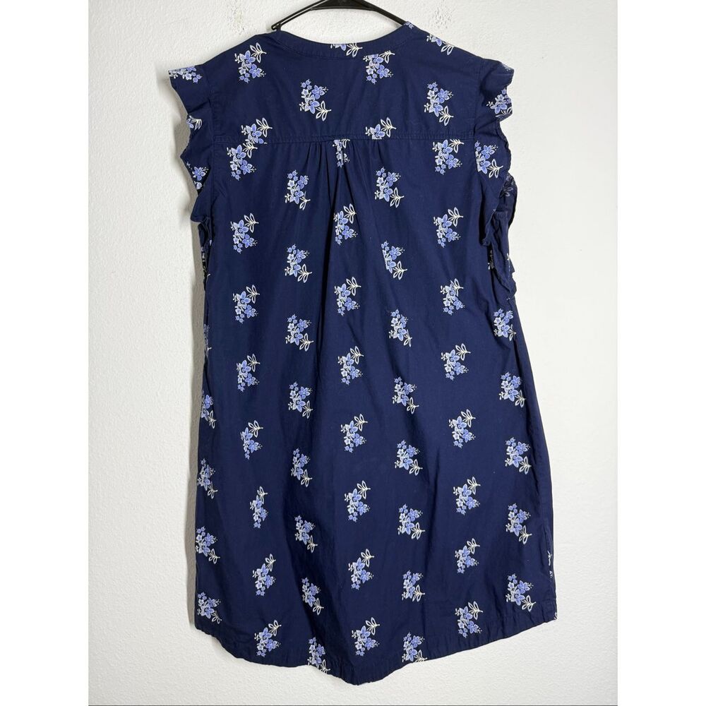 Old Navy Women’s Navy Floral Dress Ruffle Sleeve V-Neck Lightweight Cotton Sz L - Picture 4 of 9